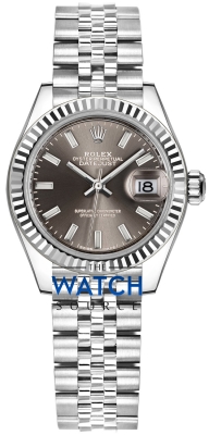 Rolex Lady Datejust 28mm Stainless Steel 279174 Dark Grey Index Jubilee watch